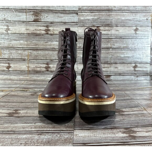 ROBERT CLERGERIE Berenice Leather Platform Boots Sz 40 US 9 burgundy made France - Picture 2 of 10